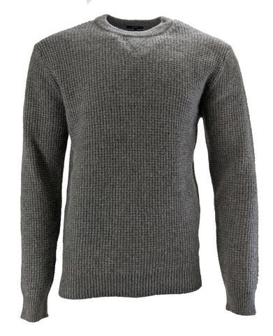 Benson Men's Grey Cashmere Waffle Knit Crew CSW09 Size Large NWT