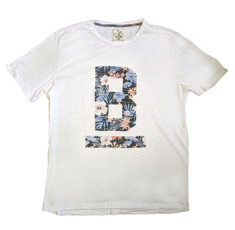 Benson Men's White Floral B Short Sleeve T-shirt Size Large NWT