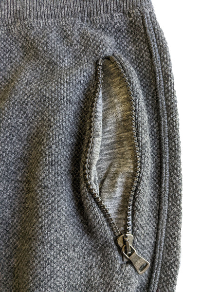 Benson Men's Charcoal Knit Jogger Pants w Zippered Pockets DK07 Size S  NWT