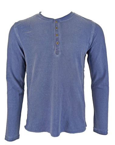 Benson Men's Blue Long Sleeve  Metal Button Henley Shirt Size Large NWT