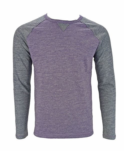 Benson Men's Purple and Grey Raglan Sleeve Baseball Tee VT02 Size Large NWT