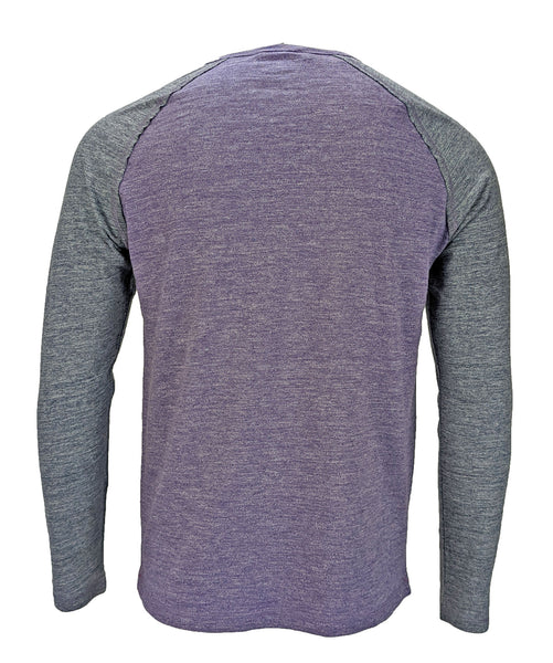 Benson Men's Purple and Grey Raglan Sleeve Baseball Tee VT02 Size Large NWT
