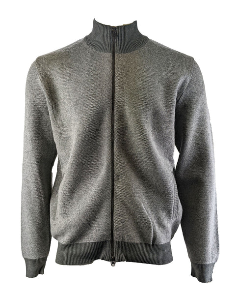 Benson Men's Grey and Dark Grey  Knit Full Zip Cardigan LW02 Size Large NWT