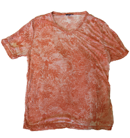 Benson Men's Orange Floral V-Neck Short Sleeve T-shirt Size Large NWT