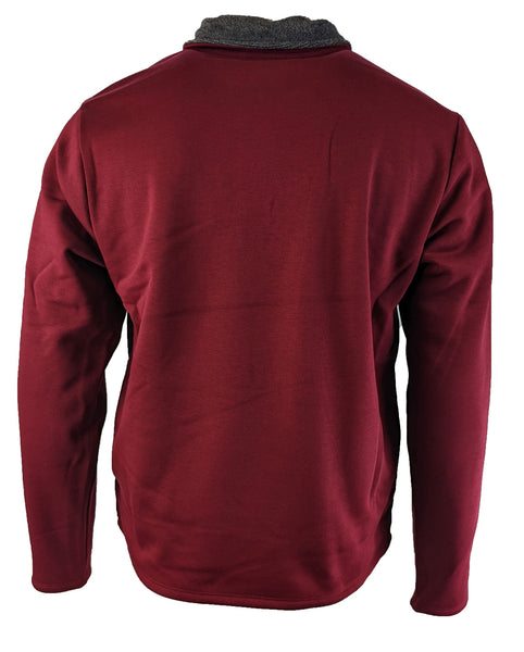 Benson Men's Red and Grey Quarter Zip Sweater with Pockets SBF02 Size Large NWT