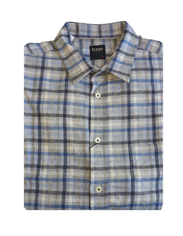 Benson Men's Light Blue Plaid Long Sleeve Flannel Shirt SH01 Size Large NWT