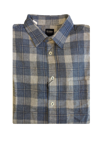 Benson Men's Light Blue Plaid Long Sleeve Button Down Shirt SH01 Size Large NWT