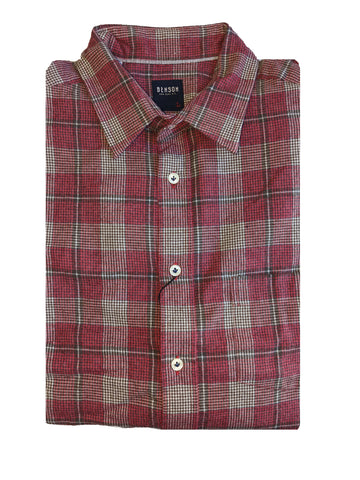 Benson Men's Red Plaid Long Sleeve Button Down Shirt SH01 Size Large NWT