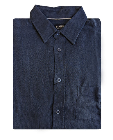 Benson Men's Dark Blue Long Sleeve Button Down Shirt SH01 Size Large NWT