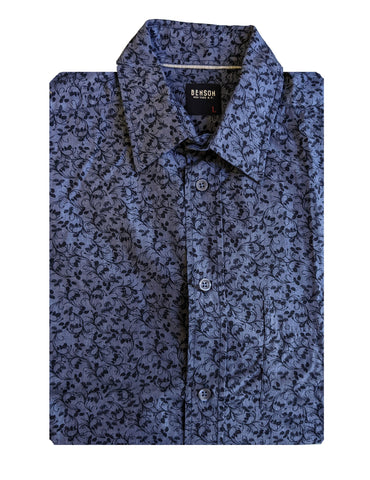 Benson Men's Indigo Dyed Long Sleeve Button Down Shirt SH01 Size Large NWT