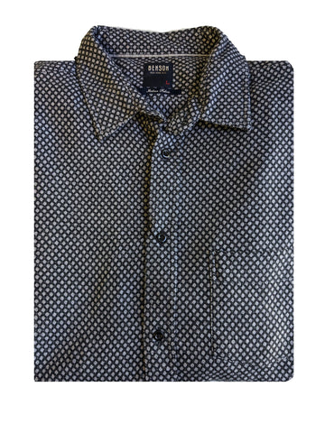 Benson Men's Dark Grey Dot Long Sleeve Button Down Shirt SH01 Size Large NWT