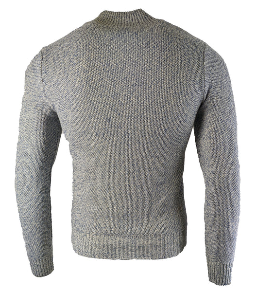 Benson Men's Blue and Cream  Knit Quarter Zip Sweater STH02 Size Small NWT