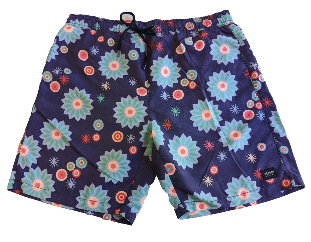 Benson Men's Purple Floral 7 inch Swim Trunks Size Medium NWT