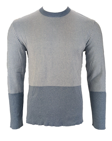 Benson Men's Pale Blue Vertical Stripe Long Sleeve Shirt TST08 Size Medium NWT
