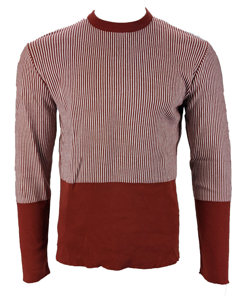 Benson Men's Wine Vertical Stripe Long Sleeve Shirt TST08 Size Medium NWT