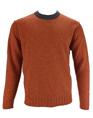 Benson Men's Orange Crew Neck Sweater w Elbowpads TSW01 Size Large NWT