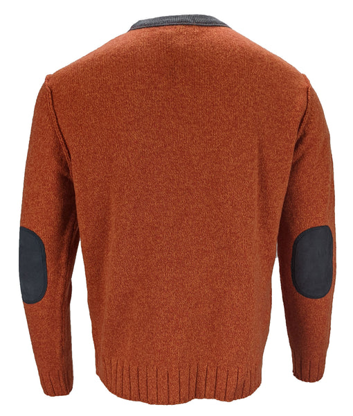 Benson Men's Orange Crew Neck Sweater w Elbowpads TSW01 Size Large NWT