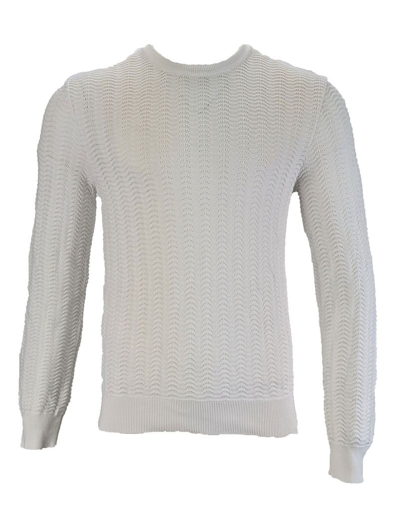 Benson Men's White Vent Texture Crew Neck Sweater VNT08 Size Medium NWT