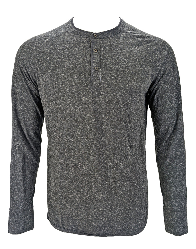 Benson Men's Grey Melange Soft Feel Long Sleeve Henley Shirt VTB02 Size L NWT