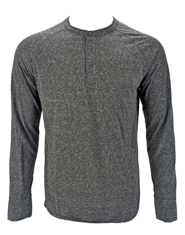 Benson Men's Grey Melange Soft Feel Long Sleeve Henley Shirt VTB02 Size L NWT