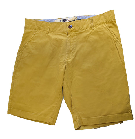 Benson Men's Yellow Garment Dyed Chino Shorts WS02S Size 36 NWT