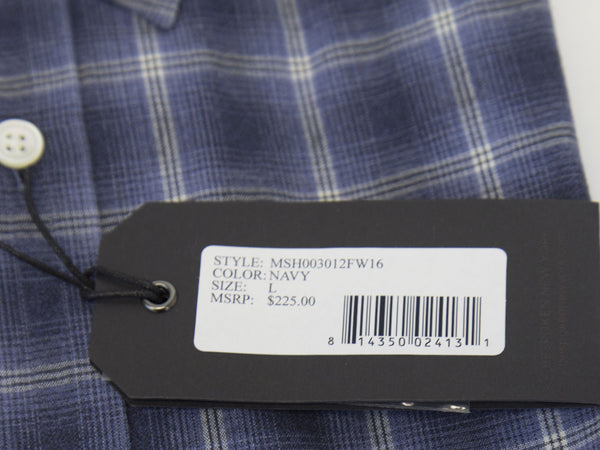 BESPOKEN Men's Navy Plaid Claremont Button Down Shirt 003012 $225 NWT