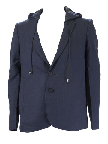 BESPOKEN Men's Navy Wool Hooded Blazer 003049 $1,185 NWT