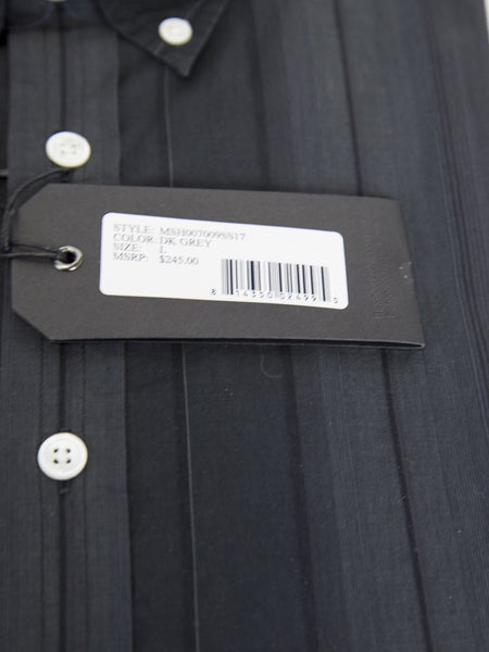 BESPOKEN Men's Dark Grey Striped Button Down Shirt 007009 $245 NWT