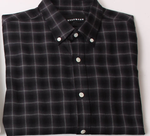 BESPOKEN Men's Black Plaid Claremont Shirt 003009 $225 NWT