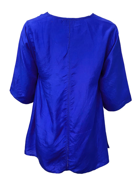 ROBERTA ROLLER RABBIT Women's Blue Bhopali Silk Top Sz M $145 NEW
