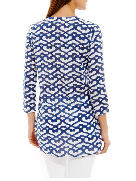 ROBERTA ROLLER RABBIT Women's Blue Big Cata Kurta $88 NEW