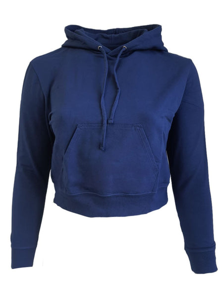 GOODLIFE Women's Blue Cropped Long Sleeve Hoodie #L4PH Large NWT