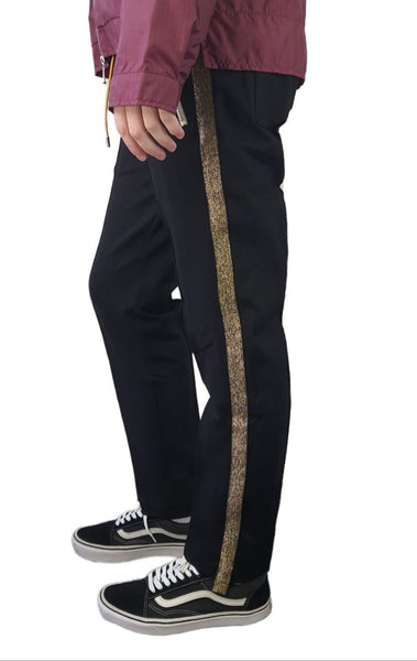 RHUDE Men's Black Track Traxedo With Gold Lace Up Pant #PPB01 X-Large NWT
