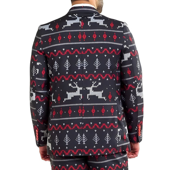 TIPSY ELVES Men's Black The Rage Deer Blazer With Tie Set #CJKT 38 NWT