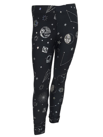 TEREZ Girl's Black Hologram Star Wars Galaxy Leggings #11178034 NWT