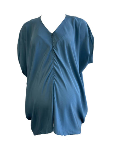 KINWOLFE Women's Blue Maternity Nursary Silk Top Size S NWOT