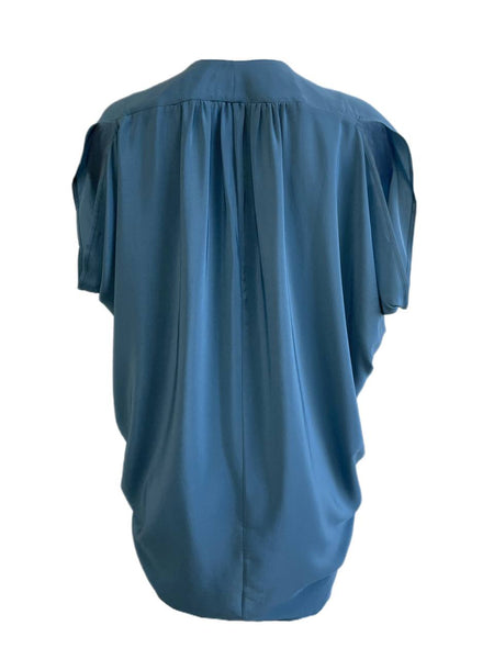 KINWOLFE Women's Blue Maternity Nursary Silk Top Size S NWOT