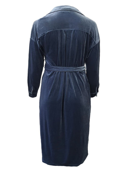 TOBY HEART GINGER Women's Blue Blazer Style Velvet Maxi Dress #T8505 Medium NWT
