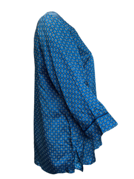 Marina Rinadi Women's Blue Bonsai Printed Viscose Blouse Size 22W/31 NWT