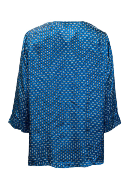 Marina Rinadi Women's Blue Bonsai Printed Viscose Blouse Size 22W/31 NWT