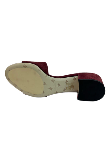 Max Mara Women's Bordeaux Ampex Suede Block Heel Slide Sandals Size 7 NWB