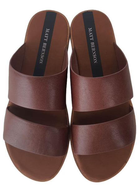 MATT BERNSON Women's Brown Bourbon Rebel Leather Slides #MB112 NWB