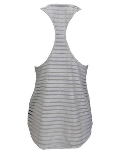 TEREZ Women's White Striped Back Tank #22918015 NWT