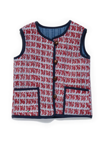 ROBERTA ROLLER RABBIT Boy's Red Gatito Quilted Reversible Vest $65 NEW