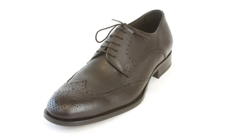 J. LINDEBERG Men's Dark Brown Brogue 5 Saffiano Leather Shoes Sz 8 $495 NEW