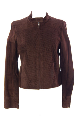 LUCIANO ABITBOUL Womens Jasmin Brown Criss-Cross Suede Jacket 1603 Sz S $626 NEW