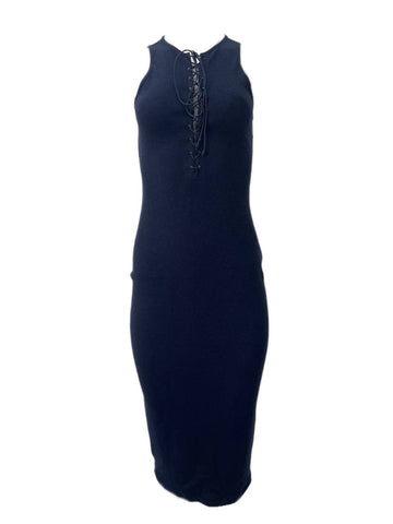 DEREK LAM Women's Navy Midi Round Neck Dress # C10 5 S NWOT