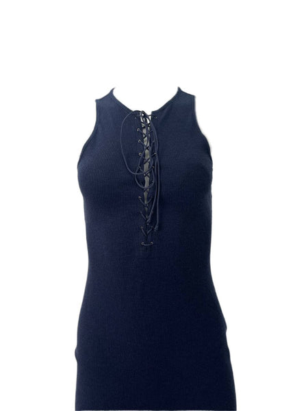 DEREK LAM Women's Navy Midi Round Neck Dress # C10 5 S NWOT