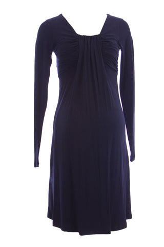 OLIAN Maternity Women's Navy Ruched Front Accent Long Sleeve Dress $145 NWT