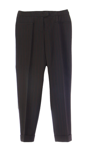 CARACTERE Women's Dark Brown Pinstriped Cropped Pants P152A06272 Sz 2 $151 NEW